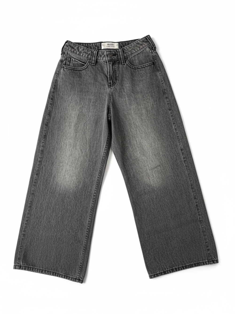 Size 2 W26 Hollister Low-Rise Super Baggy Wide Leg Jeans Black / Charcoal Grey
